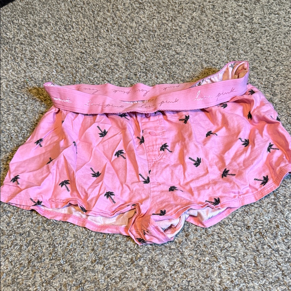 Pink Palm Tree Print Shorts